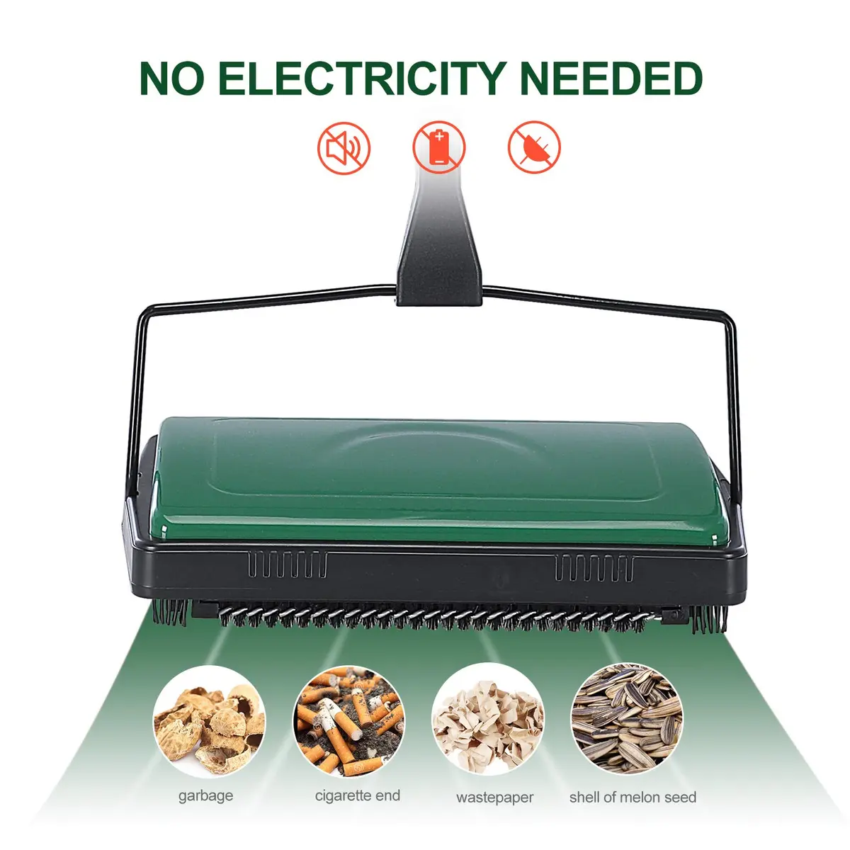 Yocada Manual Carpet Sweeper Green | Easy Use for Low Carpets, Rugs & Pet Hair - view 2