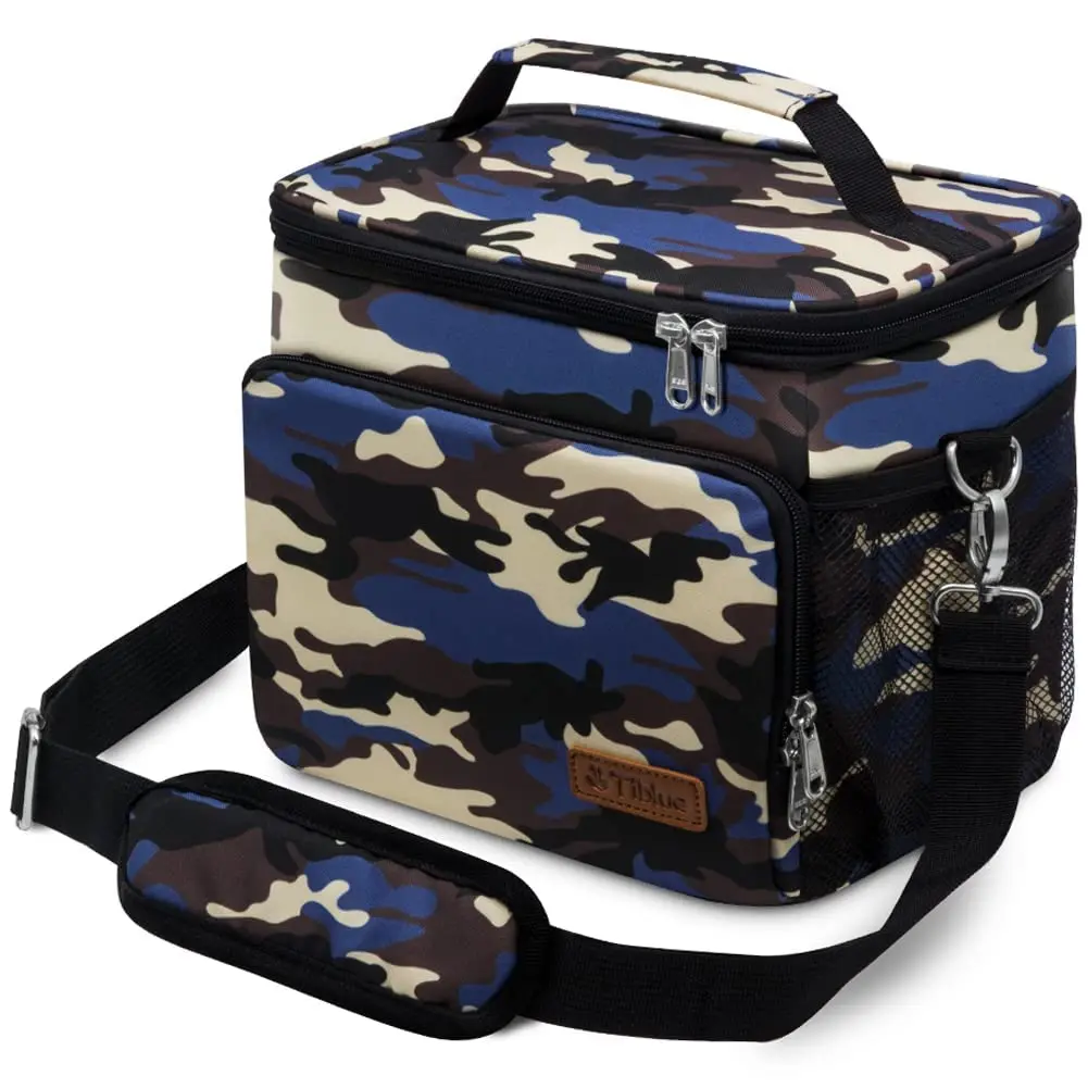 Tiblue Insulated Lunch Bag for Women/Men - Reusable Cooler Bag with Adjustable Shoulder Strap (Medium, Brave Ocean Camouflage) - main product image