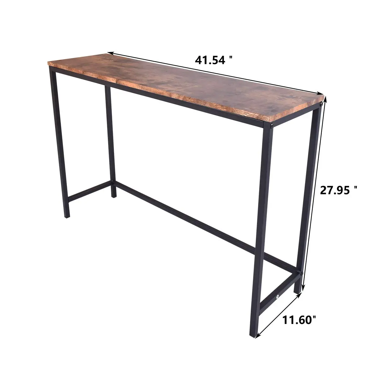 HOMERECOMMEND Console Table for Entryway Narrow Sofa Tables, Rustic Brown 105.5cm (41.54") | Sturdy Metal Frame & Wood Top - view 3
