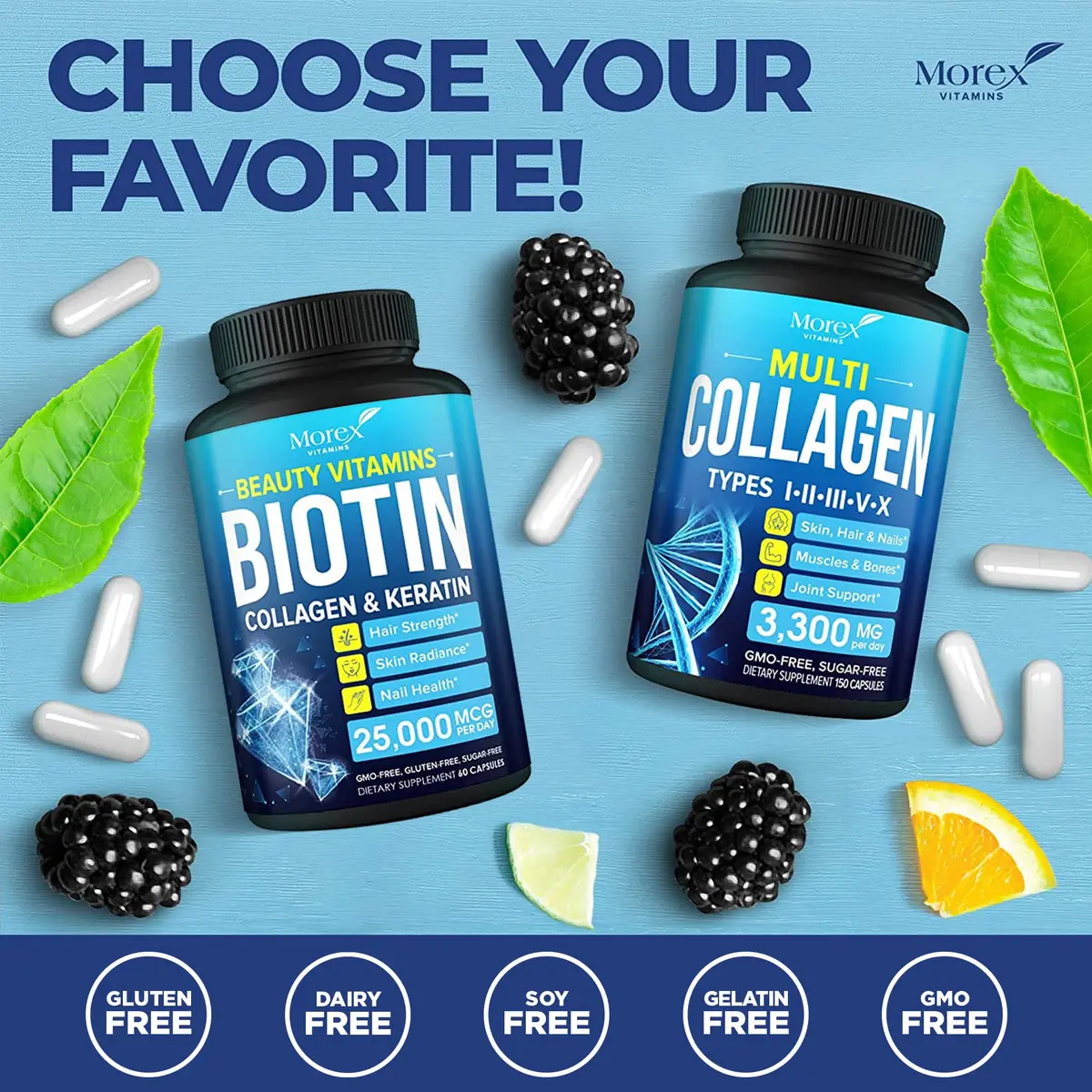 MOREX VITAMINS Biotin Collagen Keratin Supplement 60 caps | Hair Growth Support for Women - view 7