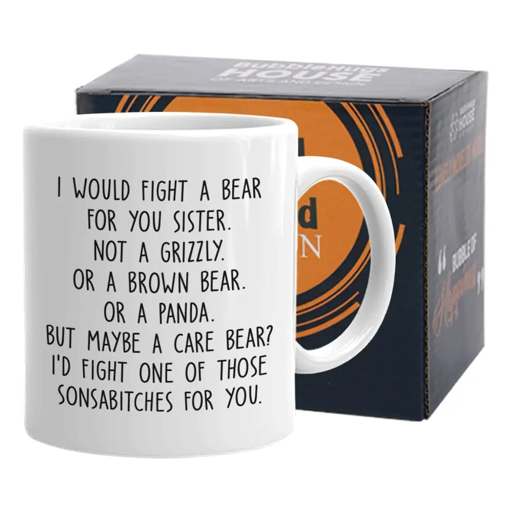 Bubble Hugs Sibling Coffee Mug 11 Oz White | Funny Sister Gift for Adults - main product image