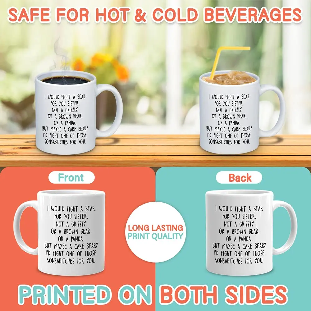 Bubble Hugs Sibling Coffee Mug 11 Oz White | Funny Sister Gift for Adults - view 3