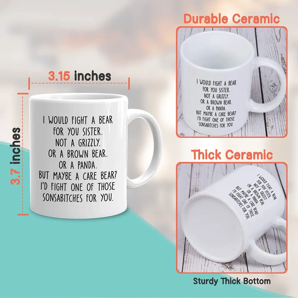 Bubble Hugs Sibling Coffee Mug 11 Oz White | Funny Sister Gift for Adults - view 4