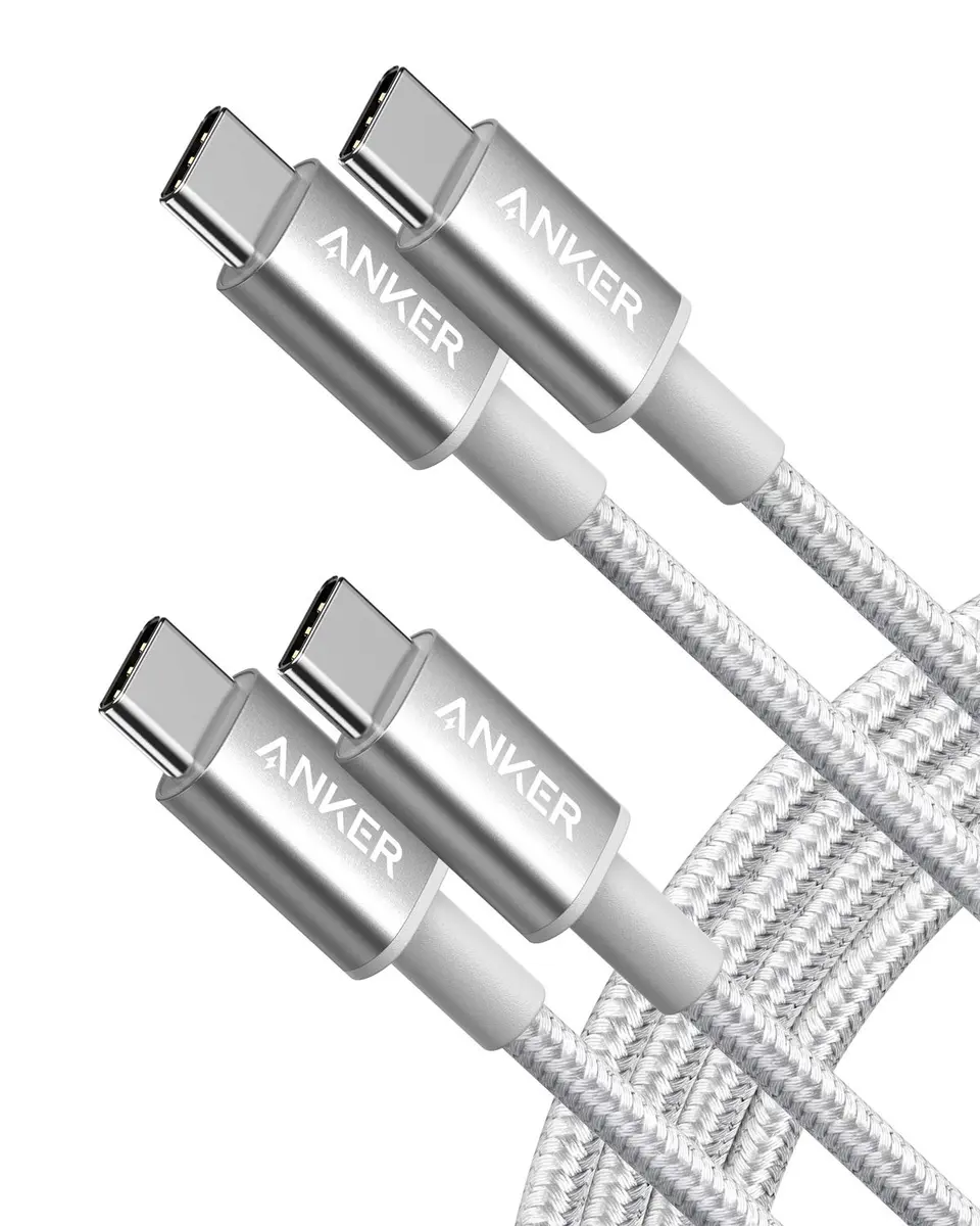 Anker USB C to USB C Cable, 60W Fast Charging Cable (2-Pack, 6 ft / 1.8m, Silver) | Supports 480 Mbps Data Transfer - main product image
