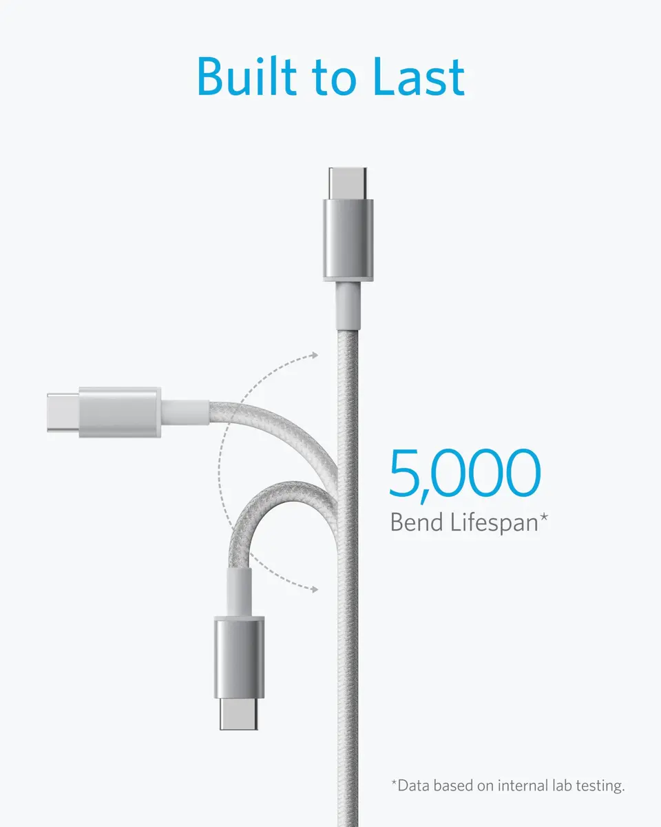 Anker USB C to USB C Cable, 60W Fast Charging Cable (2-Pack, 6 ft / 1.8m, Silver) | Supports 480 Mbps Data Transfer - view 3