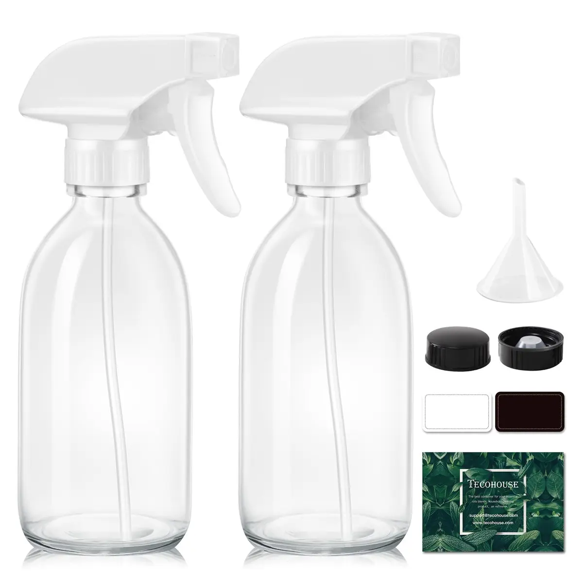 Tecohouse Glass Spray Bottles 8oz | Eco-Friendly Reusable Clear Glass Spray Bottles - main product image