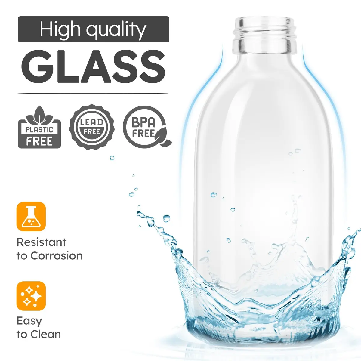 Tecohouse Glass Spray Bottles 8oz | Eco-Friendly Reusable Clear Glass Spray Bottles - view 3