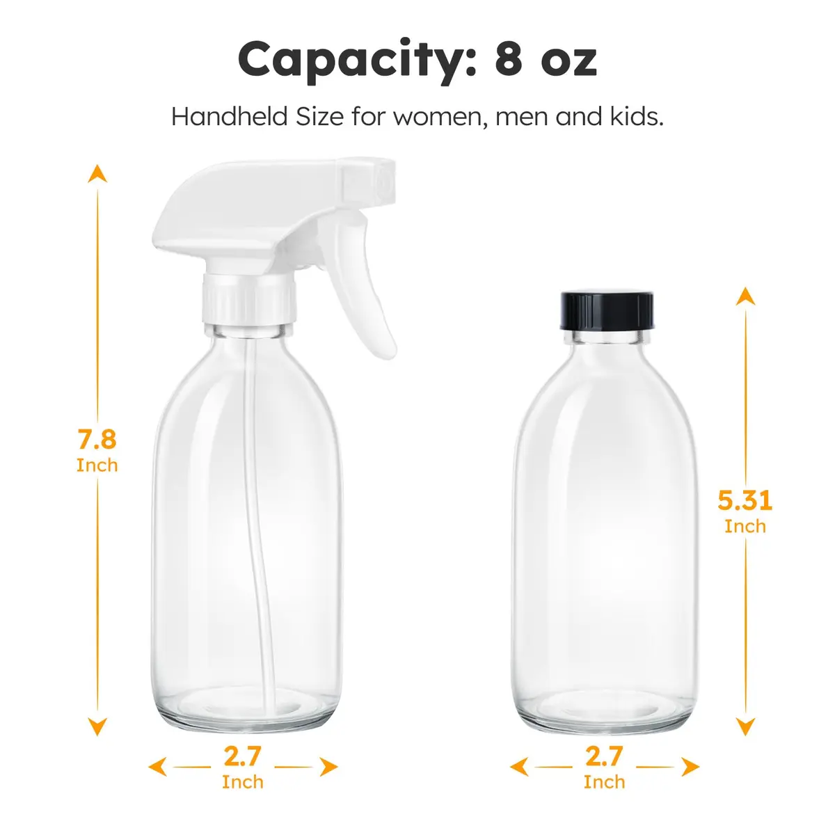 Tecohouse Glass Spray Bottles 8oz | Eco-Friendly Reusable Clear Glass Spray Bottles - view 4