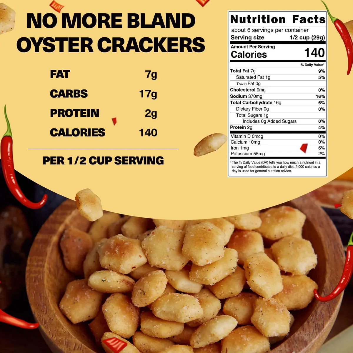 Wicked Mix Soup & Oyster Crackers - Saltine & Salted Flavored Mini Puffed Soup, Savory Snacking Mix, Seasoned Croutons Salad Toppers, Crackers for Chili 6oz (Crushed Red Pepper, Pack of 12) - view 4
