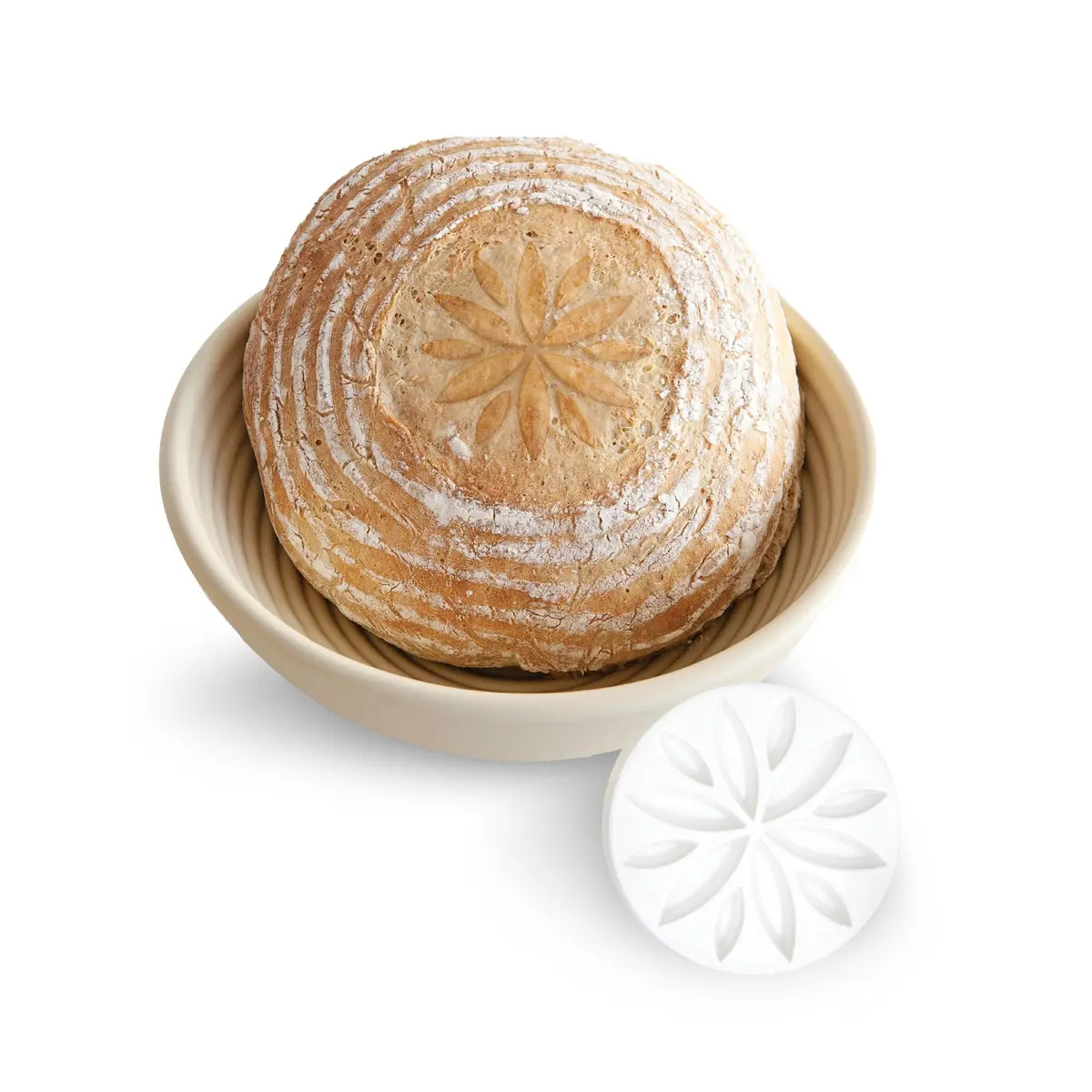 Talisman Designs Bread Proofing Basket with Embosser | 9-Inch Round Dough Rising Bowl | Perfect Crust & Artisan Loaves - main product image