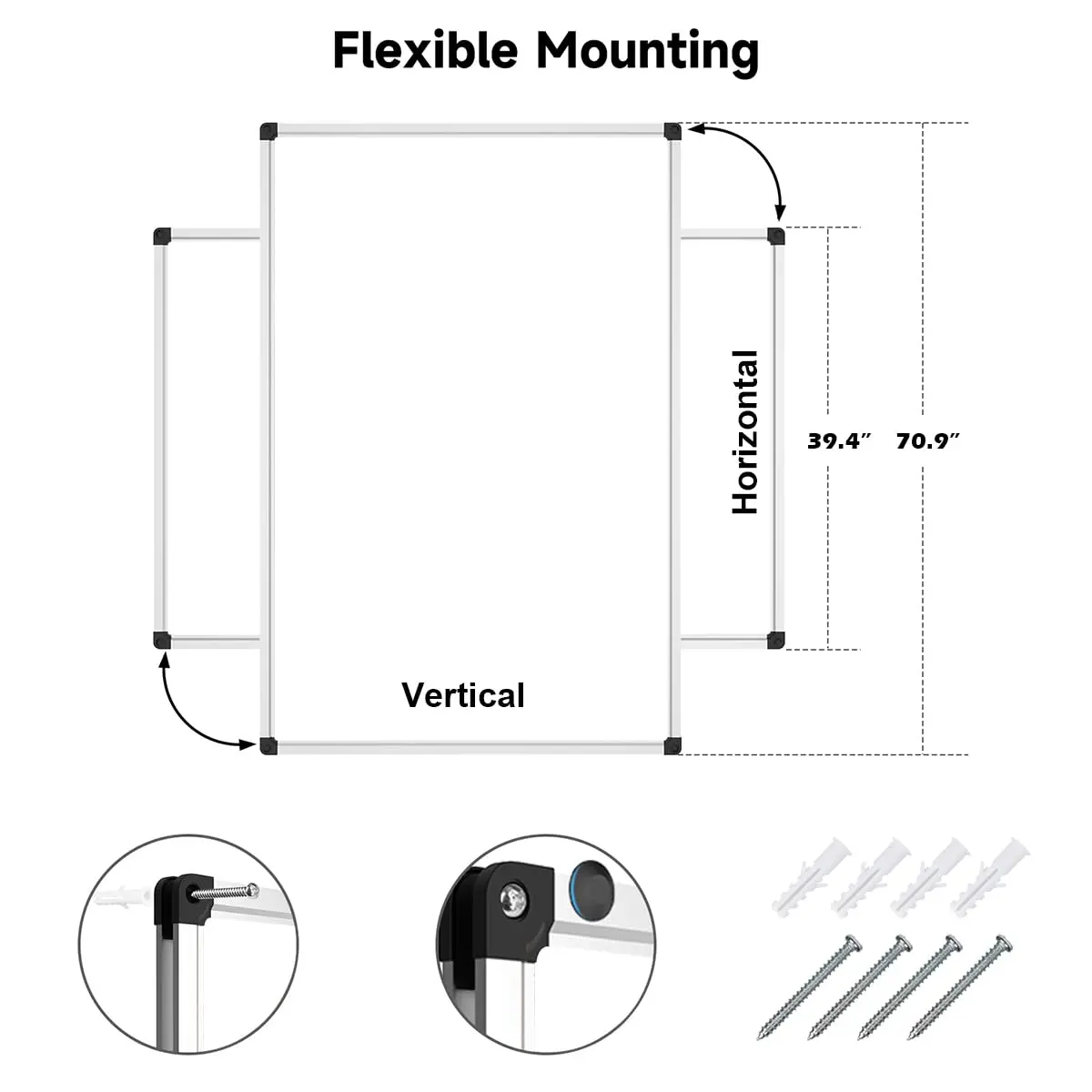 X Board Magnetic Whiteboard 72 x 40 Inches | Large Magnetic Dry Erase Surface for Office & School - view 3