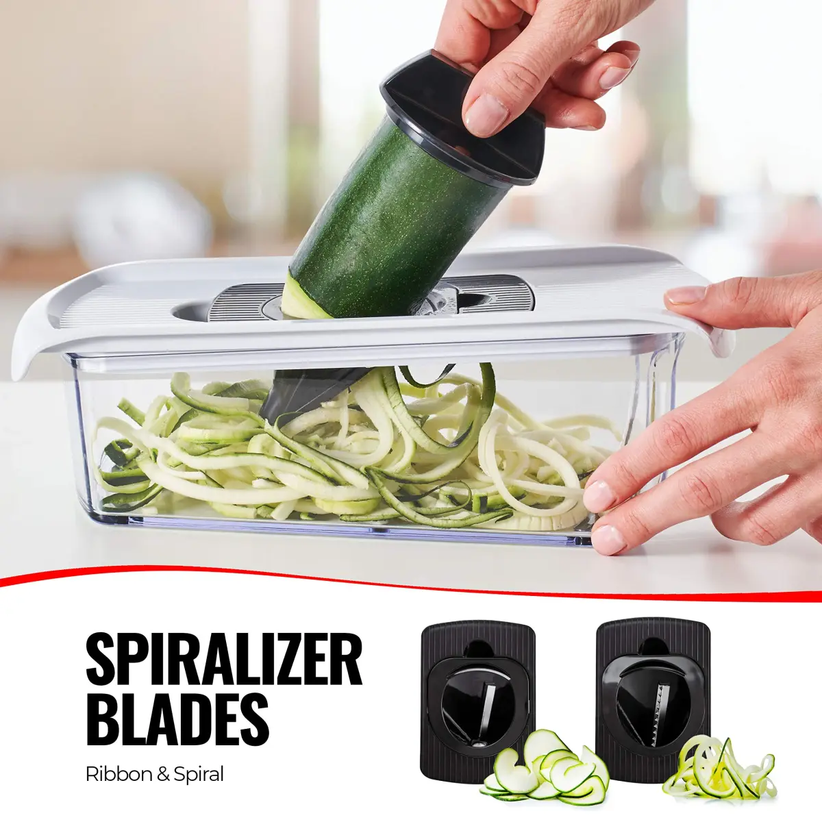 Fullstar 11-in-1 Mandoline Slicer & Food Chopper with Safety Glove (White/Black) | Versatile Kitchen Gadget for Slicing, Grating, Spiralizing - view 6