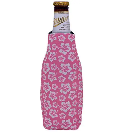Coolie Junction Hibiscus Pattern Beer Bottle Coolie (2 Pack) | Collapsible, Fits 12 oz Beer Bottles, Keeps Beer Colder & Hands Dry - view 2