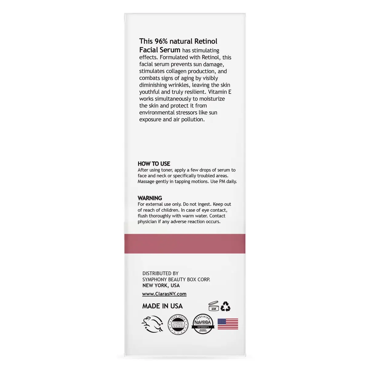 CLARA'S NEW YORK Retinol Facial Serum with Vitamin E | Hydrating & Firming 30ml - view 9