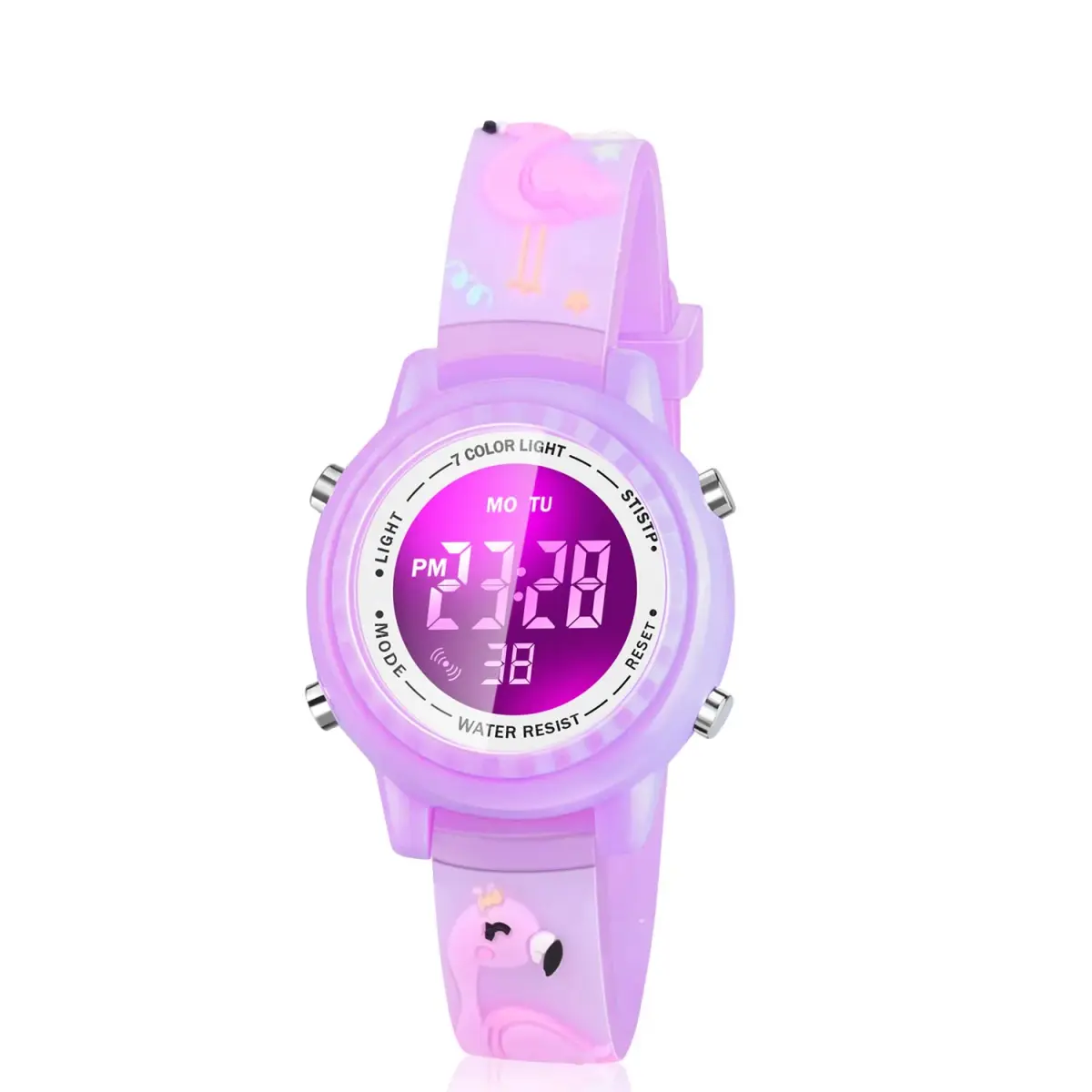 Viposoon Kids Watch Flamingo Purple 35mm (1.4in) | Fun 3D Cartoon Design for Girls Ages 4-8 - main product image