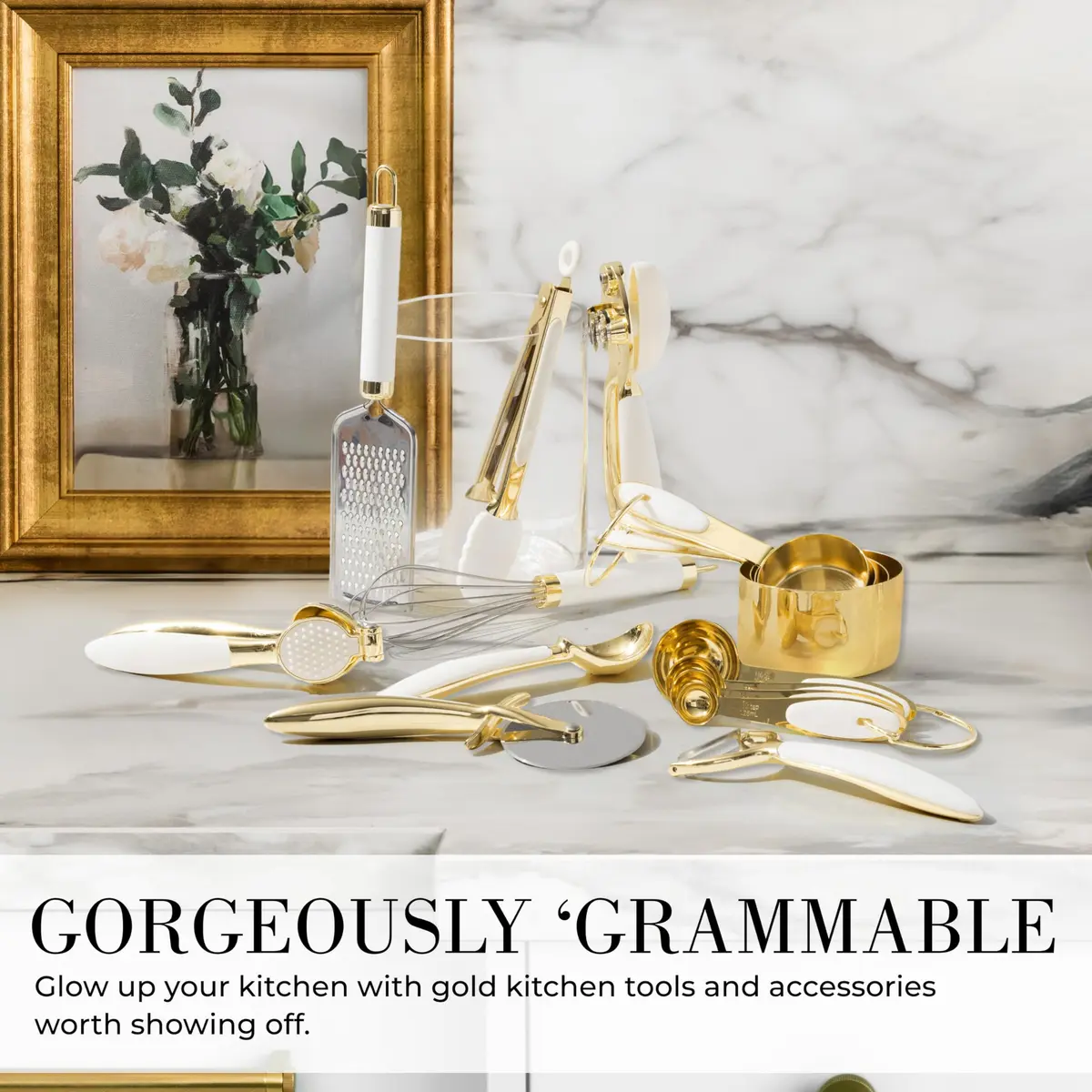 Styled Settings White & Gold Cooking Utensils Set, 8-Piece | Glamorous Kitchen Tools for Modern Homes - view 5