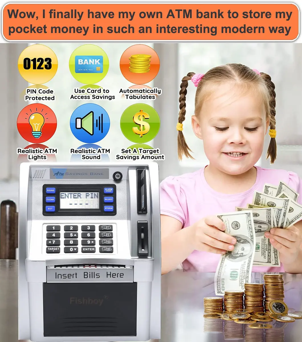 Fishboy ATM Piggy Bank for Kids with Power-Off Memory & Debit Card | Real Money Saving Toy - view 5
