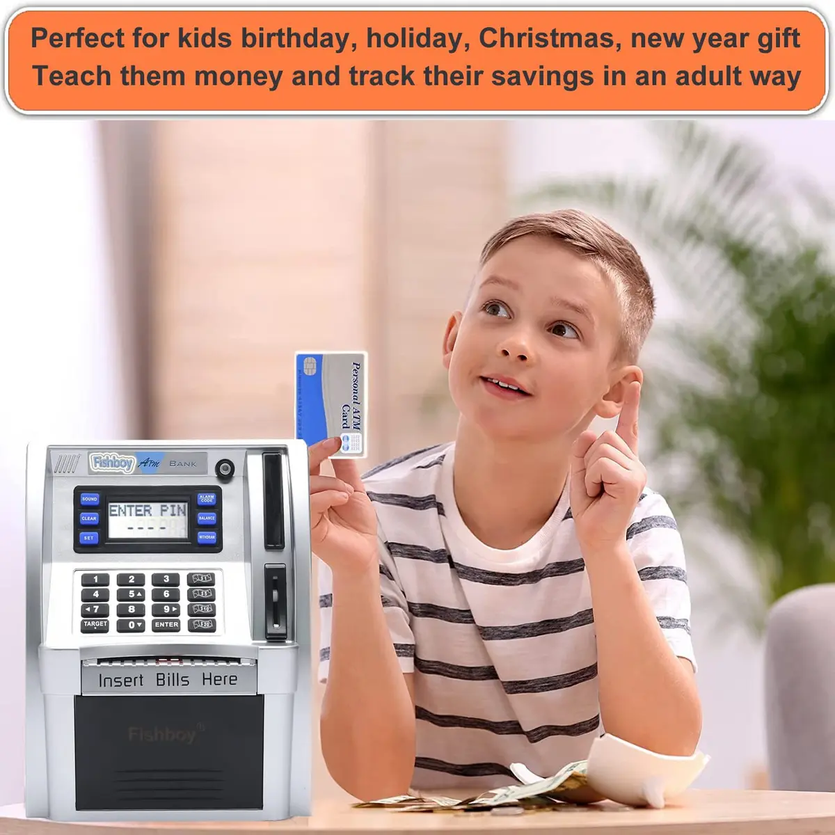 Fishboy ATM Piggy Bank for Kids with Power-Off Memory & Debit Card | Real Money Saving Toy - view 6