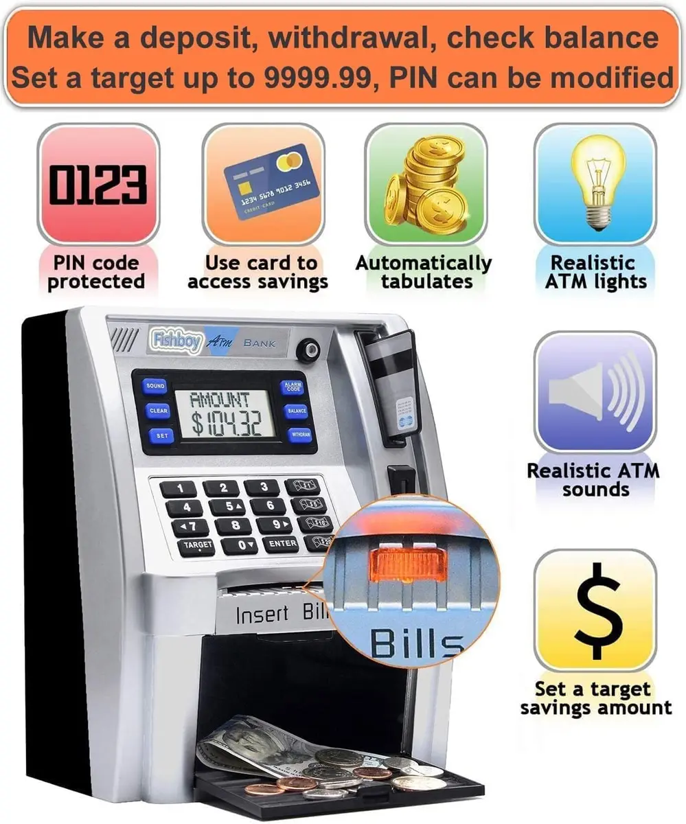 Fishboy ATM Piggy Bank for Kids with Power-Off Memory & Debit Card | Real Money Saving Toy - view 2