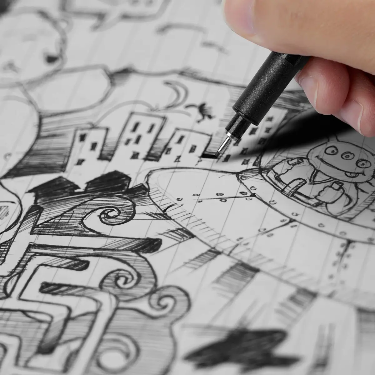 YISAN Micro Fineliner Pens, Fine Tip Manga Markers for Artist Sketch Technical, Black, 12 Set | Smooth Ink Flow - view 5