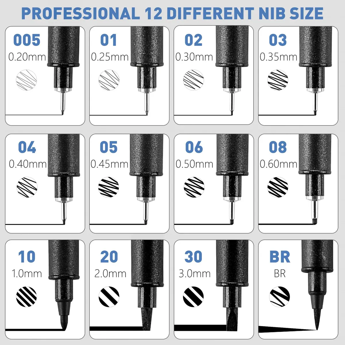 YISAN Micro Fineliner Pens, Fine Tip Manga Markers for Artist Sketch Technical, Black, 12 Set | Smooth Ink Flow - view 2
