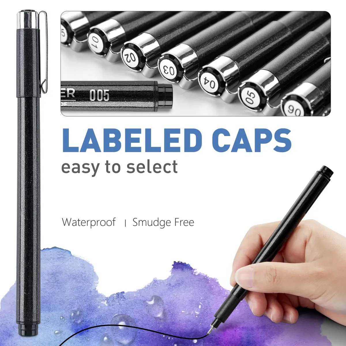YISAN Micro Fineliner Pens, Fine Tip Manga Markers for Artist Sketch Technical, Black, 12 Set | Smooth Ink Flow - view 3