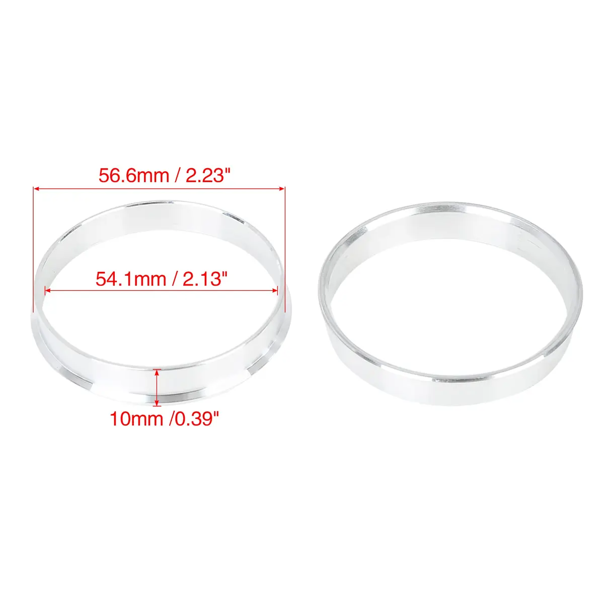X AUTOHAUX Aluminium Alloy Hub Centric Rings 56.6mm (2.23") to 54.1mm (2.13") | Eliminate Steering Vibrations - view 5