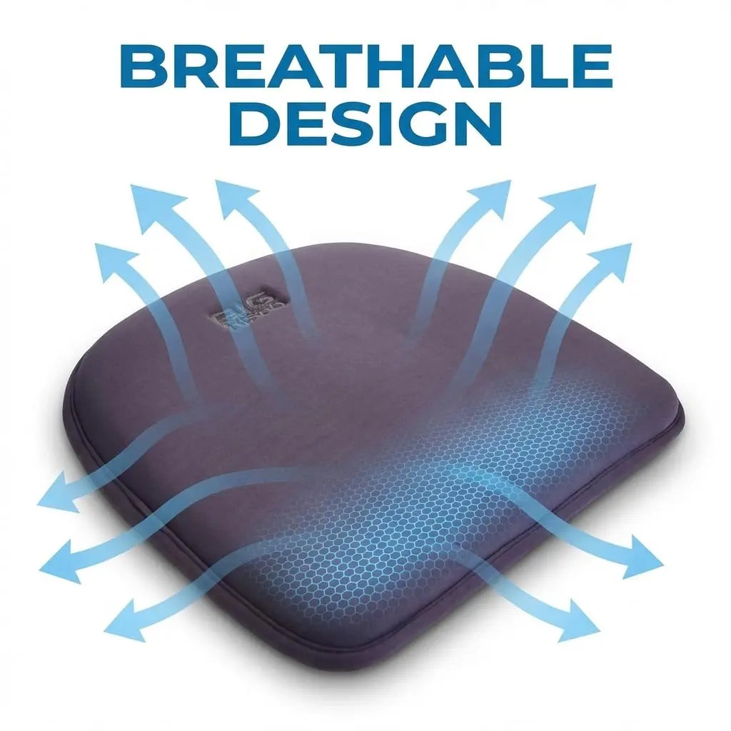 Big Hippo Memory Foam Chair Cushion 16.5in x 16.1in | Extra Thick Non-Slip Seat Pad for Home & Office - view 4