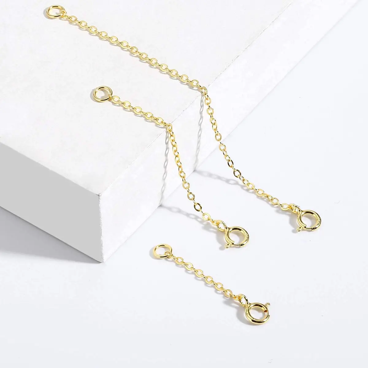 ALEXCRAFT 14K Gold Necklace Extender 925 Sterling Silver Chain Extension 1 2 3 inch | Jewelry Making - view 5
