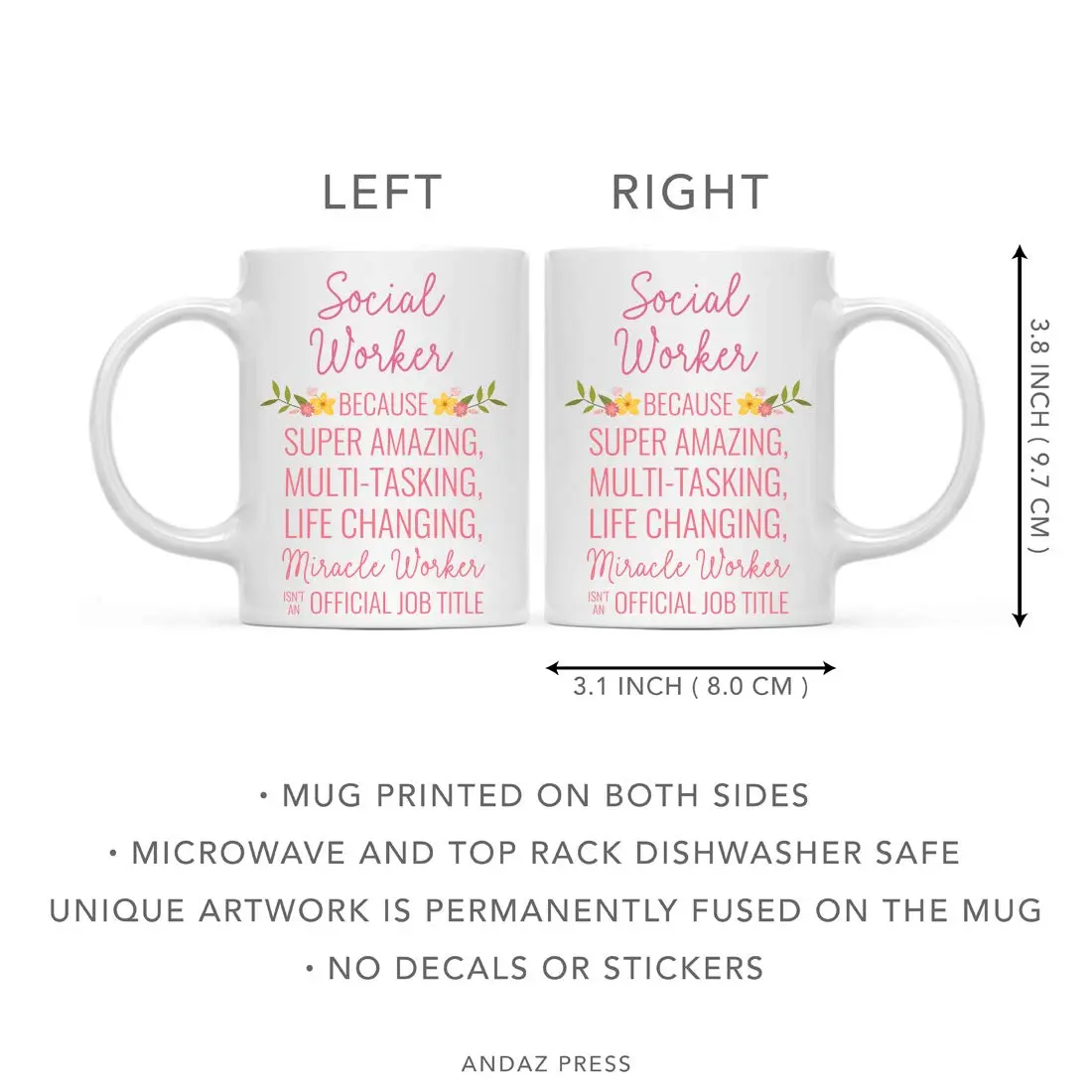 Andaz Press 11oz Coffee Mug Gift for Women, Floral Flowers | Humorous, Durable Ceramic Mug - view 5
