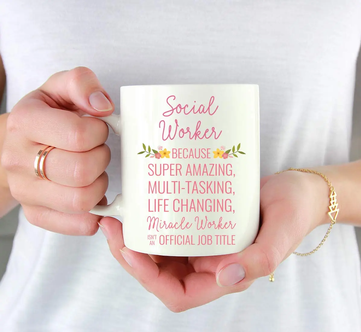 Andaz Press 11oz Coffee Mug Gift for Women, Floral Flowers | Humorous, Durable Ceramic Mug - view 3