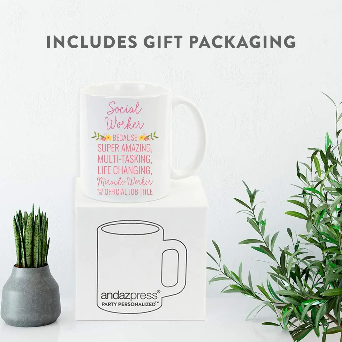 Andaz Press 11oz Coffee Mug Gift for Women, Floral Flowers | Humorous, Durable Ceramic Mug - view 4