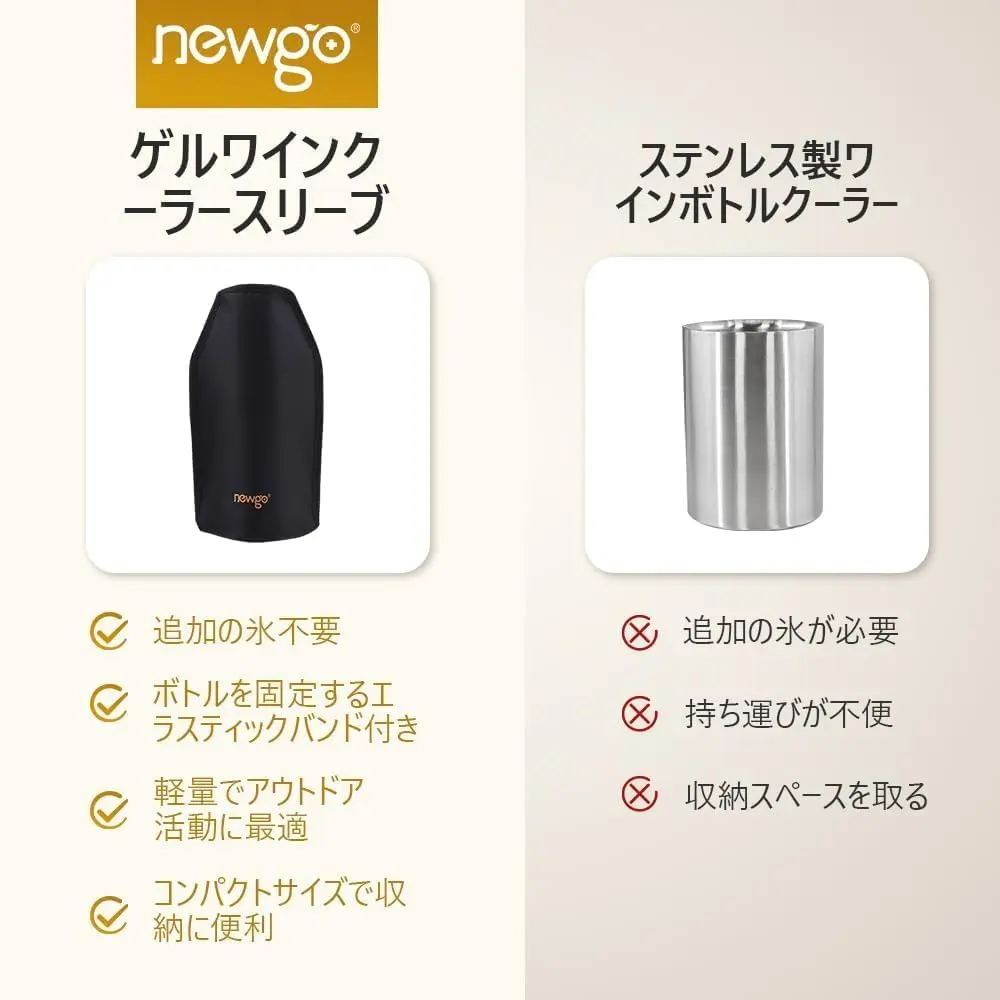 NEWGO Black Wine Cooler Sleeve for Standard Bottles | Keeps Wine Chilled Longer - view 5