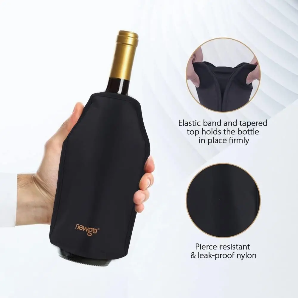 NEWGO Black Wine Cooler Sleeve for Standard Bottles | Keeps Wine Chilled Longer - view 7