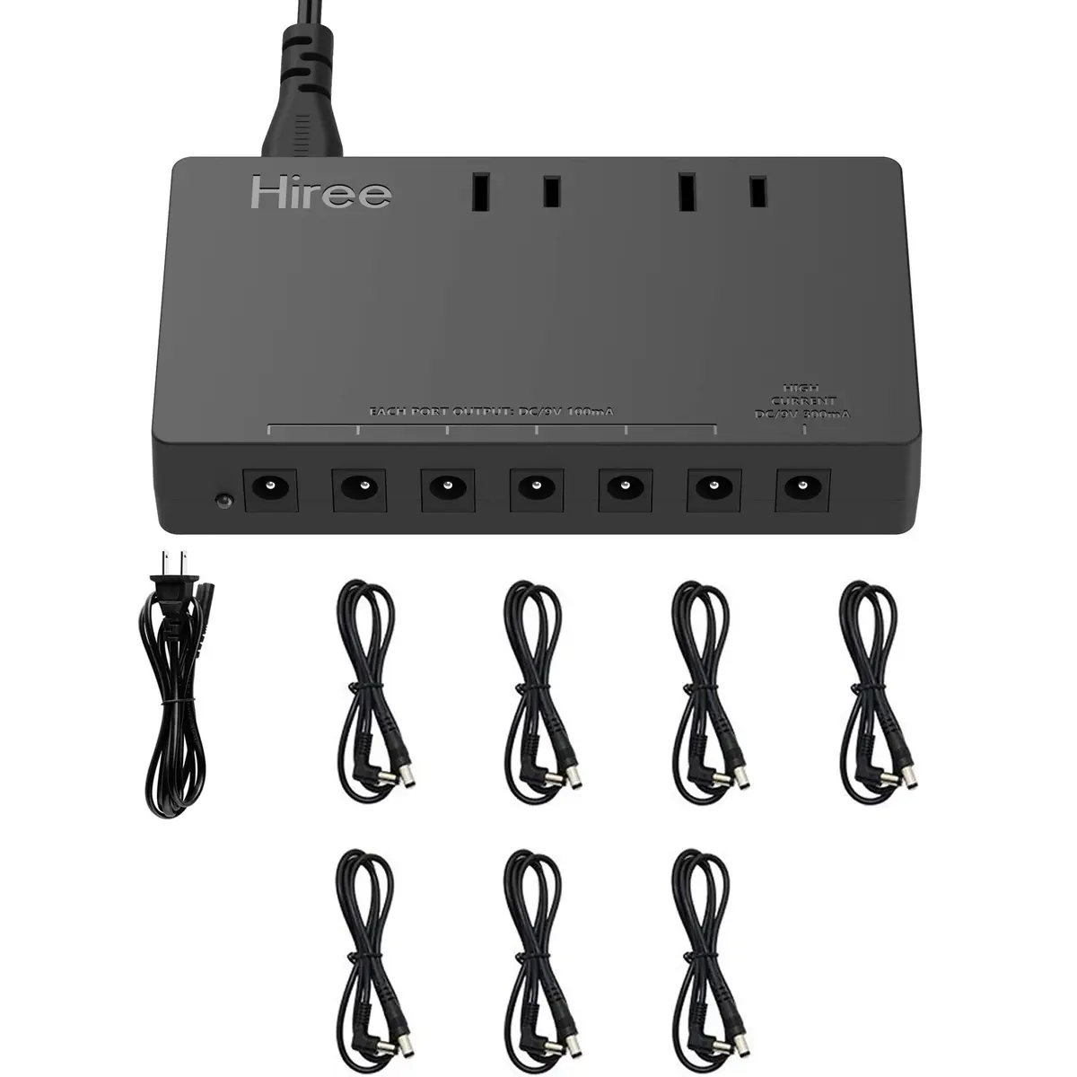 Hiree Guitar Pedal Power Supply 7 DC 9V Isolated Outputs & 2 AC Outlets | 156g (5.5oz) Compact Unit for Effect Pedal Boards - view 6