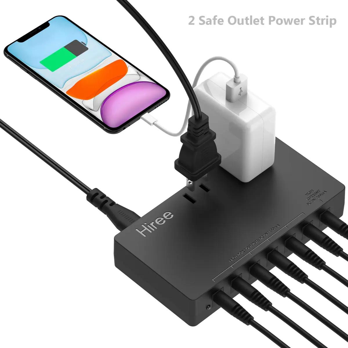 Hiree Guitar Pedal Power Supply 7 DC 9V Isolated Outputs & 2 AC Outlets | 156g (5.5oz) Compact Unit for Effect Pedal Boards - view 2