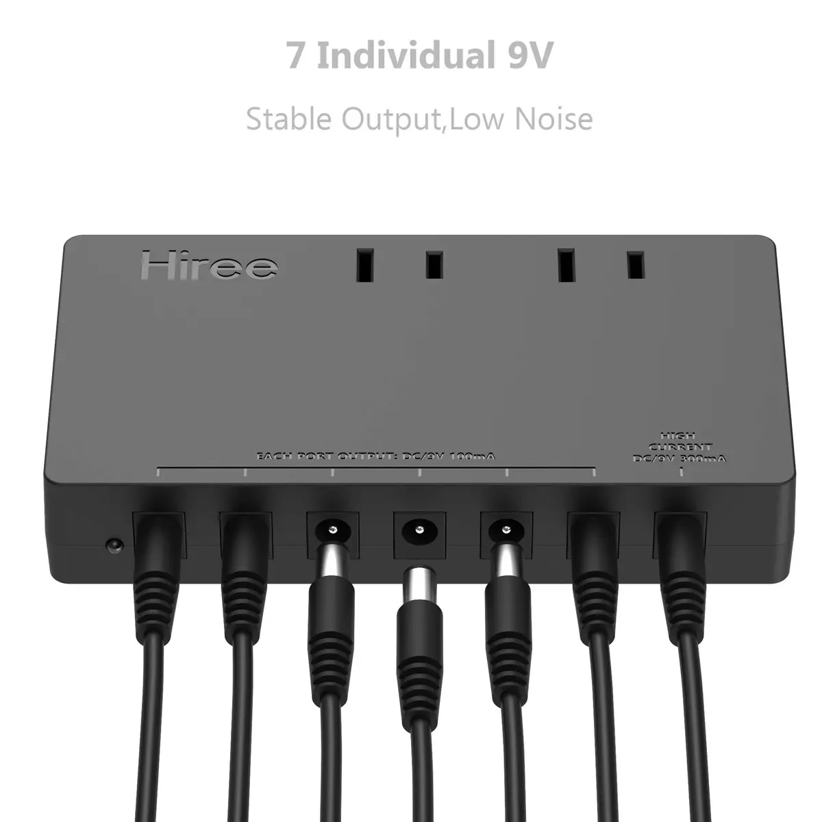 Hiree Guitar Pedal Power Supply 7 DC 9V Isolated Outputs & 2 AC Outlets | 156g (5.5oz) Compact Unit for Effect Pedal Boards - view 3