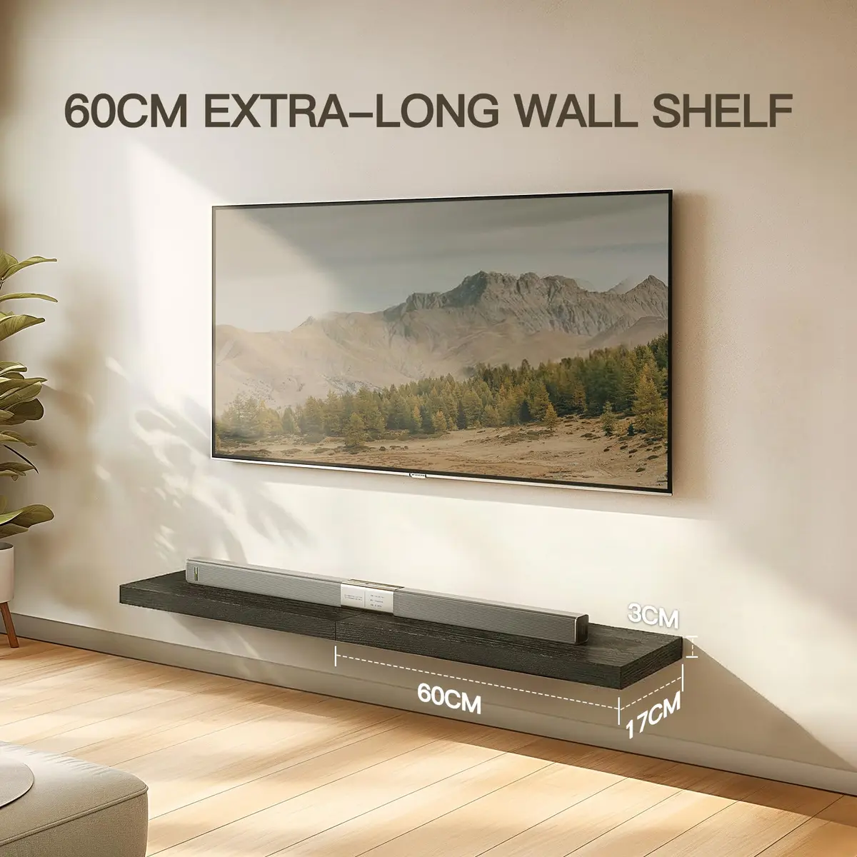 AMADA HOMEFURNISHING 24 Inch Floating Shelves with Invisible Brackets | Modern Faux Wood Wall Storage (70-120 chars) - view 4