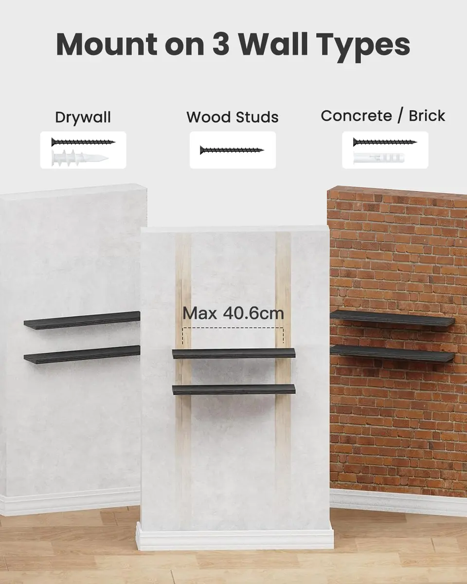 AMADA HOMEFURNISHING 24 Inch Floating Shelves with Invisible Brackets | Modern Faux Wood Wall Storage (70-120 chars) - view 8