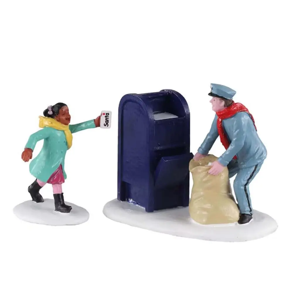 Lemax Just in Time 02944 Christmas Village Figurine | Winter Village Scene with Snowy Girl & Postman - main product image