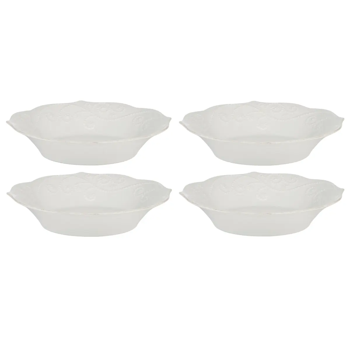 Lenox French Perle 12-Piece White Stoneware Dinnerware Set | Service for 4 - view 4