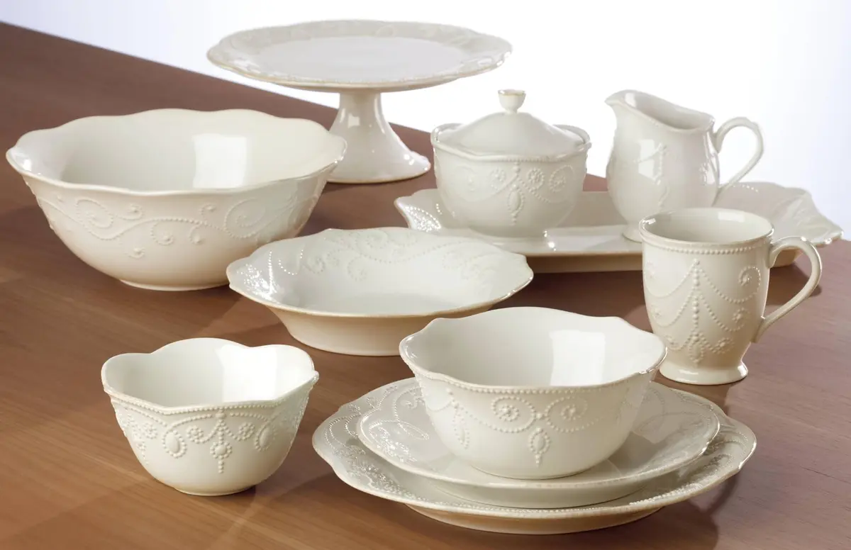 Lenox French Perle 12-Piece White Stoneware Dinnerware Set | Service for 4 - view 6