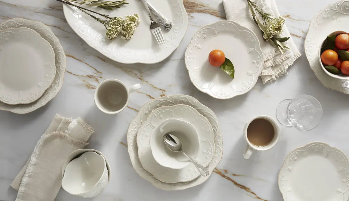 Lenox French Perle 12-Piece White Stoneware Dinnerware Set | Service for 4 - view 7