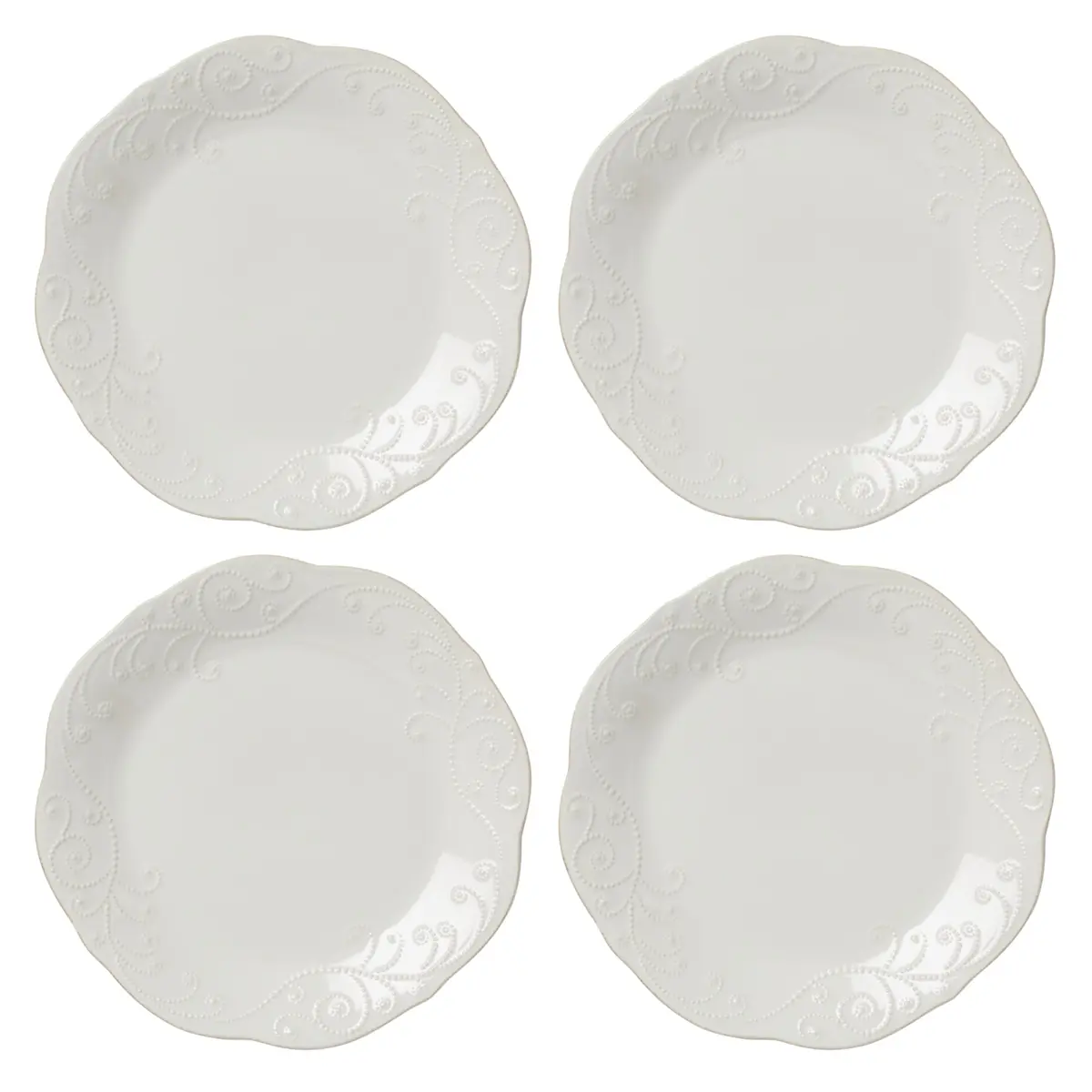 Lenox French Perle 12-Piece White Stoneware Dinnerware Set | Service for 4 - view 2
