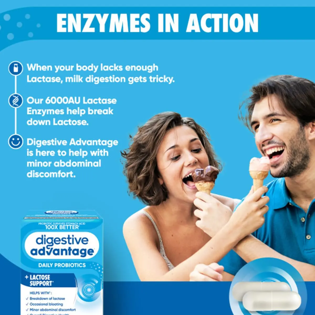 Digestive Advantage Probiotics + Lactase Digestive Enzymes for Digestive Health | Daily Support for Women & Men (96ct Pack of 4) - view 8
