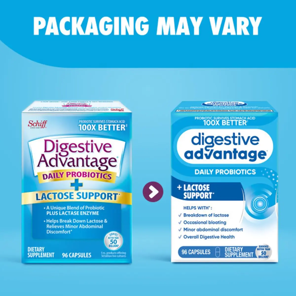 Digestive Advantage Probiotics + Lactase Digestive Enzymes for Digestive Health | Daily Support for Women & Men (96ct Pack of 4) - view 9