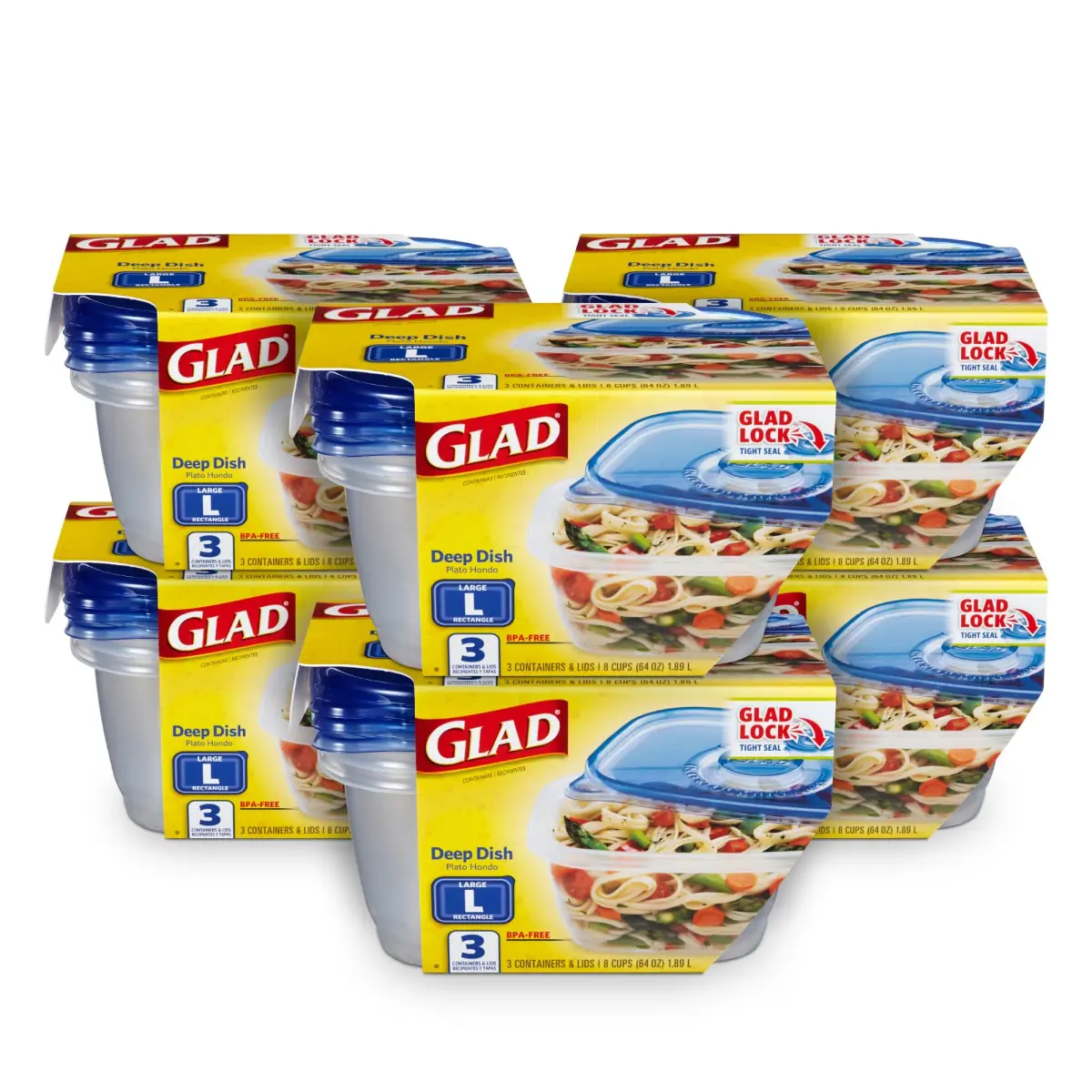 Glad GladWare 64 Oz Rectangle Food Storage Containers with Leak-Resistant Lids, Single Container - main product image