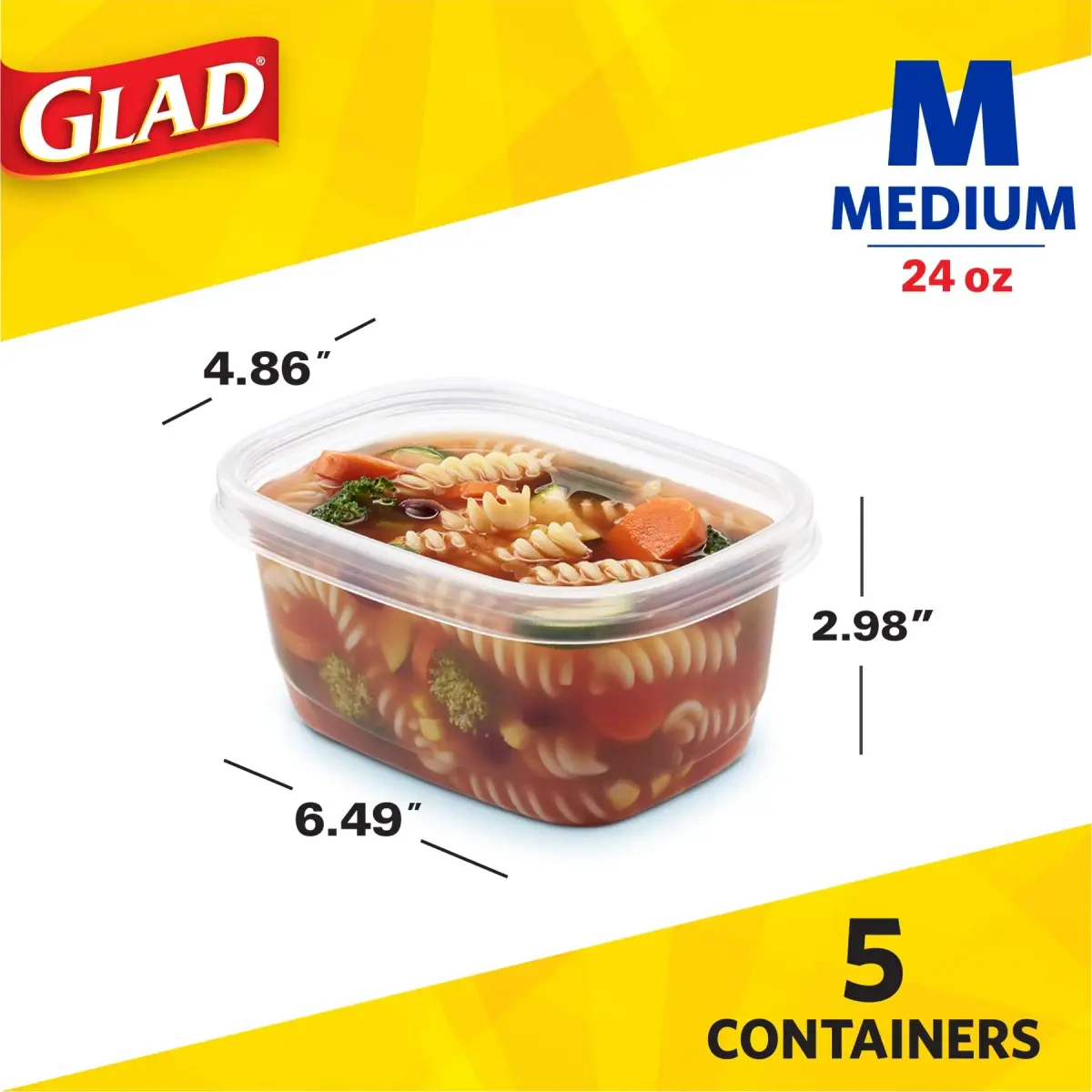 GladWare To-Go Medium Rectangle Containers - 24 Oz (30 Count) - Airtight & Leak-Resistant - view 2