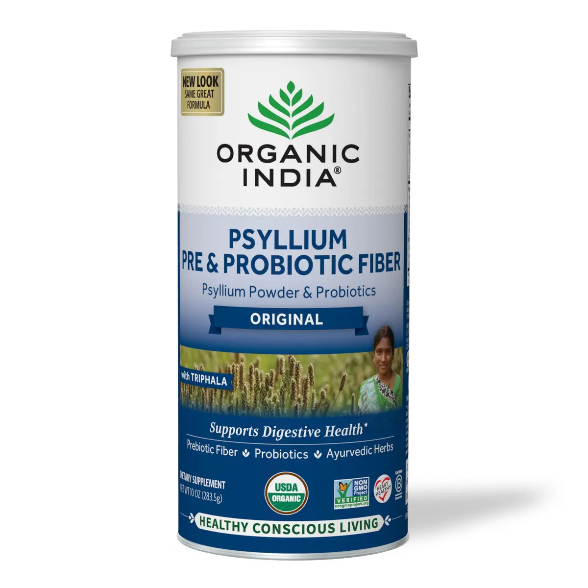 ORGANIC INDIA Psyllium Husk Powder 10 Oz | USDA Organic, Gluten Free, Dietary Fiber Support - main product image
