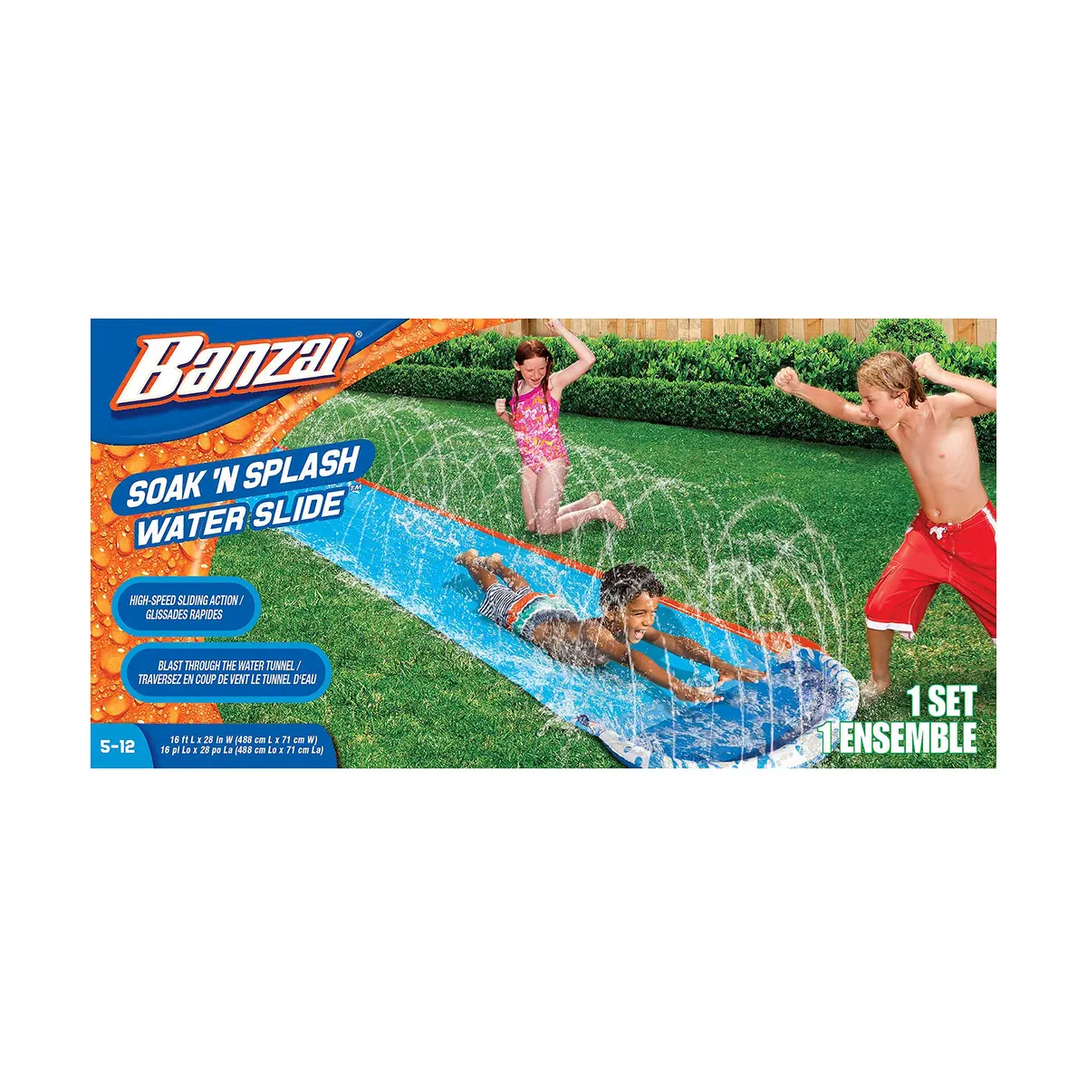 BANZAI Soak 'N Splash Water Slide 5.03 m (16 ft) x 71 cm (28 in) | ASTM-Tested Outdoor Fun - view 3
